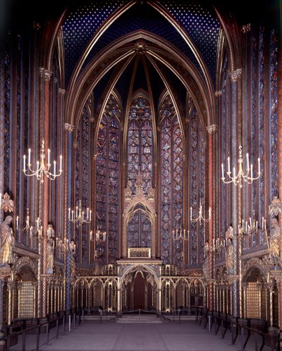 Paris Sainte Şapeli'nin iç görünümü: Yüksek Şapel, Mimari by Unknown artist