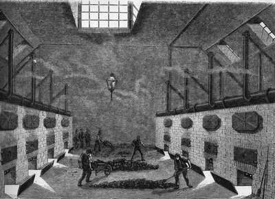 Bir gaz fabrikasının iç görünümü. 1860-1861 arası gravür. by Unknown artist