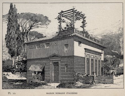 İtalyan Roma evi - Bay Charles GARNIER tarafından "1889 Evrensel Sergisinde insan yerleşiminin tarihi" bölümünde 1889 gravürü - Librairie centrale des beaux-arts Paris 1889 by Unknown artist
