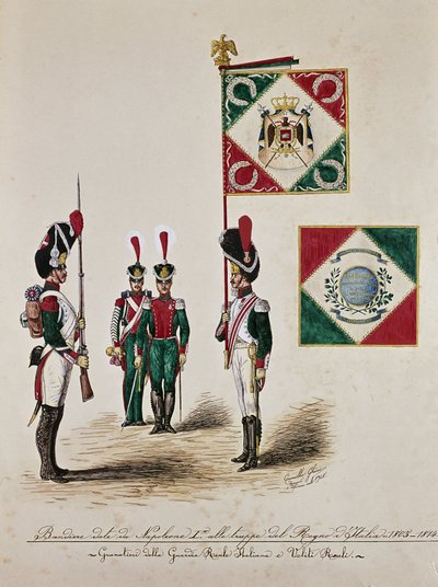 Napolyon I zamanlarında İtalyan ordusu bayrağı (gravür by Unknown artist