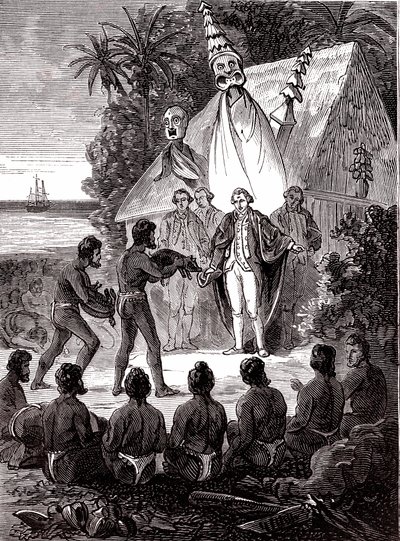 James Cook, Island Sandwich yerlileriyle birlikte by Unknown artist