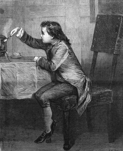 James Watt (1736-1819) çocuğu buhar yasalarını keşfediyor. Marcus Stone