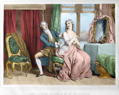 Jean Jacques Rousseau (1712 - 1778) ve Madame de Warens (1700 - 1762). by Unknown artist