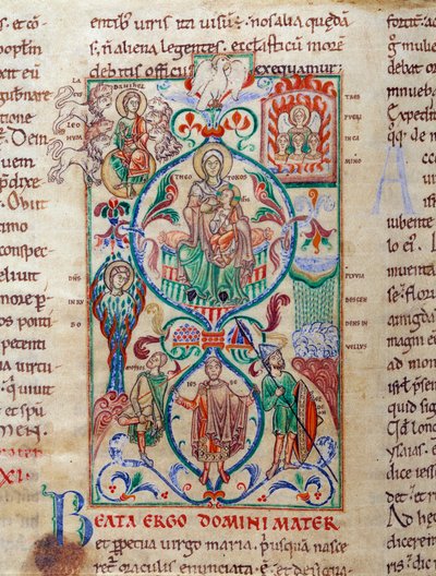 Jesse ağacı bekaret simgelerini çevreler Bakire Theotokos Bizans adına tasarlanmıştır. “Lectiaire de Citeaux” 12. yüzyıl Dijon
