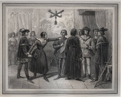 Joan of Arc, saraylı kalabalığın içinde bulunan Charles VII (1403-1461) tarafından tanınan Chinon