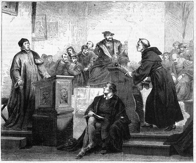 Johann Eck (1486-1543), Alman Katolik ilahiyatçısı ve Martin Luther (1483-1546), Alman Protestan ilahiyatçısı ve 1519