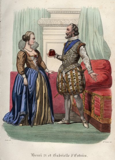 Fransa Kralı IV. Henry (Henry IV) (1553-1610) ve metresi Gabrielle d