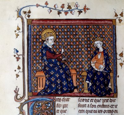 Kral Louis IX (1214-1270), oğluna kralın efendisini, geleceğin Philip III Minyatürünü 14. yüzyıldan kalma bir el yazmasından öğretir. Chantilly, Conde Müzesi by Unknown artist