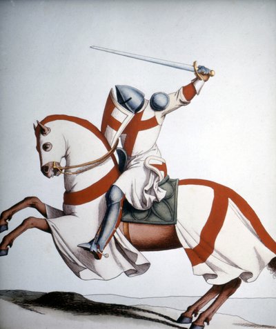 14. yüzyıldan kalma Tapınak Şövalyesi, 19. yüzyıla ait gravür. by Unknown artist