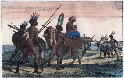 Korah Hottentots of the Cape hareket halinde - Evrenin Tüm Halklarının “” Gümrük ve Geleneklerinden gravür. Yani, hükümetin, yasaların, milislerin, en eski zamanlardan günümüze kadar tüm ulusların dininin tarihi "1856 by Unknown artist
