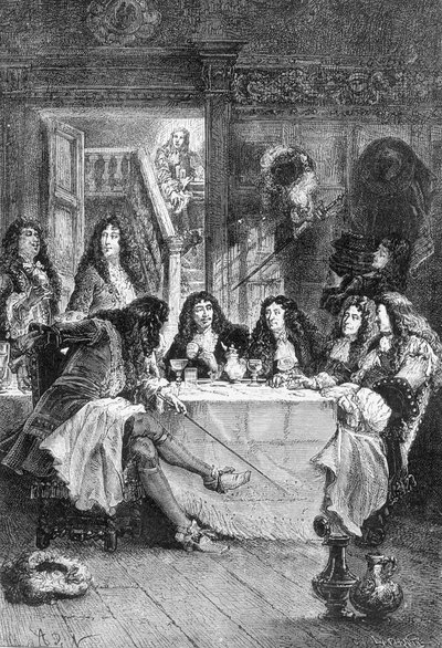 Kabarede La Fontaine, Boileau, Molière ve Racine dinant - M. Guizot tarafından “En uzak zamanlardan 1789