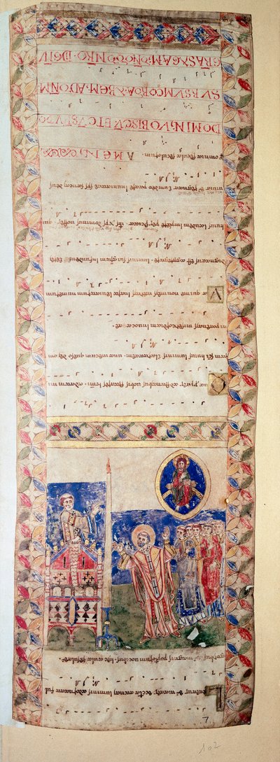 La benediction de la fontaine (Ms.724/2-Carta2) 12. yüzyıldan ışıklandırılmış el yazması. Roma, Biblioteca Casanatense by Unknown artist