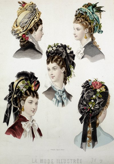 Bayan saç modelleri - gravür, 19. yüzyıl sonu by Unknown artist