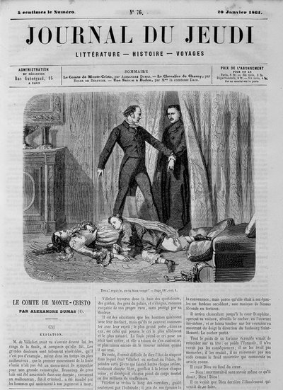 Monte Cristo Kontu (Monte Cristo) - 20/01/1861 tarihli “Le Journal du Perşembe””de by Unknown artist