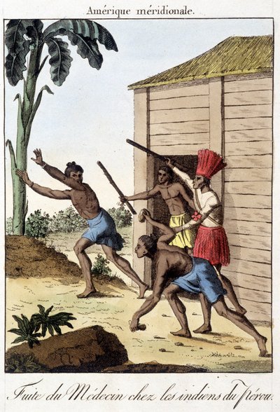 Peru Kızılderilileri (İnka) arasında doktor sızıntısı - gravür by Unknown artist
