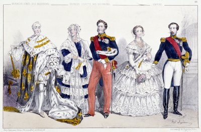 Les Bourbons et l'Empire: Charles X (1757-1836), Marie Amelie de Bourbon Sicily (1782-1866) ve Louis Philippe I (1773-1850), Eugenie de Montijo (1826-1920) Napoleon III (1808-1873) - Plage, Fransa'nın Kralları ve Kraliçeleri'nden baskılarda alı by Unknown artist