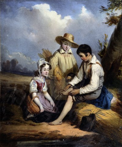 Les petits reapers (biri ayağından yaralandı), v.1840 by Unknown artist