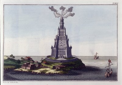 İskenderiye Deniz Feneri. 19. yüzyılın başından itibaren gravür. by Unknown artist