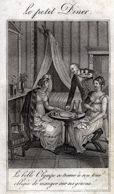 Küçük akşam yemeği. Olympe de Gouges (1748-1793), Fransız edebiyatçı ve devrimci Celine ile arkadaşlarından biri. by Unknown artist