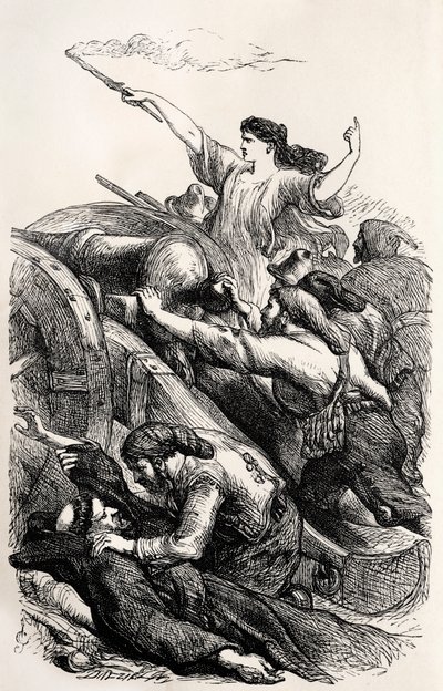 İngiliz şairin 'Childe Harold' şiirinden bir sahnenin Lord Byron çizimi (gravür) by Unknown artist