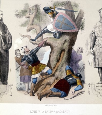 Louis VII (1120/1180), Capetiens 2. Haçlı Seferi (1147/1149) sırasında yönetti. by Unknown artist