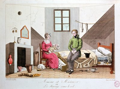 Aşk ve sefalet ya da temelsiz evlilik, yoksul ev, 19. yüzyılın başları by Unknown artist