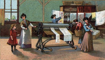 Makine ütüsü. (ütüleme). 19. yüzyılın sonundan itibaren kromolitografi. by Unknown artist