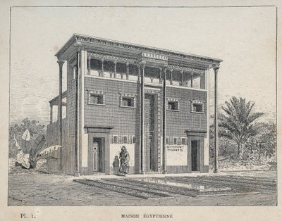 Mısır Evi (Mısır Evi) - Bay Charles GARNIER tarafından "1889 Evrensel Sergisinde insan yerleşiminin tarihi" bölümünde 1889 gravürü - Librairie centrale des beaux-arts Paris 1889 by Unknown artist