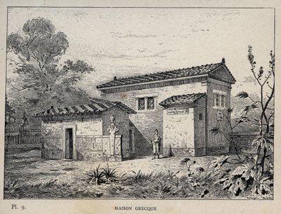 Maison Grecque (Yunan evi) - Bay Charles GARNIER tarafından "1889 Evrensel Sergisinde insan yerleşiminin tarihi" içinde 1889 gravürü - Librairie centrale des beaux-arts Paris 1889 by Unknown artist