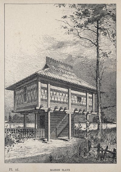 Maison Slave - Bay Charles GARNIER tarafından “1889 Evrensel Sergisinde insan yerleşiminin tarihi”nde 1889 gravürü - Librairie centrale des beaux-arts Paris 1889 by Unknown artist