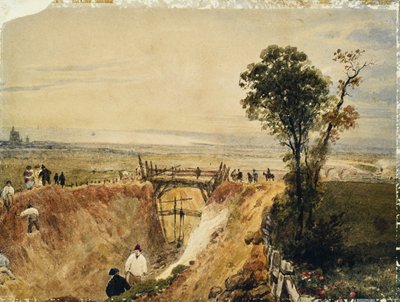 Shoreham Demiryolunun Yapılması, 1840 dolayları (kağıt üzerine suluboya) by Unknown artist
