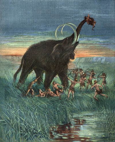 Mamut av sahnesi, Taş Devri. by Unknown artist