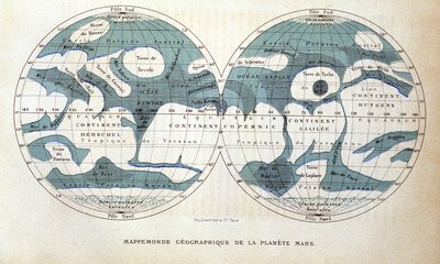 Mars Gezegeninin Haritası - Camille Flammarion tarafından “Popüler Astronomi”de, ed. Marpon ve Flammarion by Unknown artist