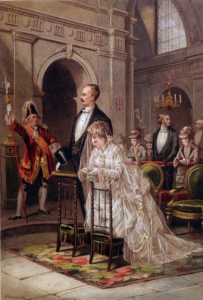 Kilisede kutsallığı alan evli by Unknown artist