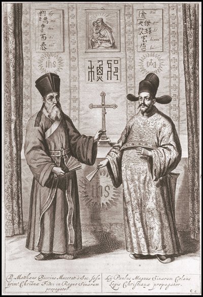 Çin kostümlü Matteo Ricci (solda) ve Paul Ly (sağda) - Pierre de Goyer ve Jacob de Keyser tarafından “Birleşik İllerin Oriental Company