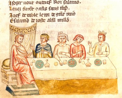Kralın ve tebaasının yemeği 12. yüzyıl Minyatür Biblioteca Marciana Venedik by Unknown artist