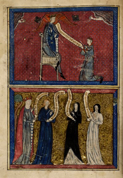 'Le Roman de la Rose'dan Aşk Tanrısı tarafından yaralanan kadın ve erkekler by Unknown artist