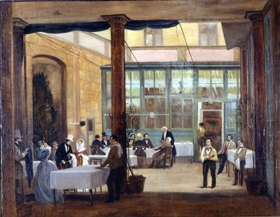 Milan, Rebecchino otelinin yemek odası. 1830 Stendhal, İtalya'daki birçok otelde olduğu gibi bu otelde de bekar ve beş parasız yaşadı. Milano Müzesi, Milano by Unknown artist