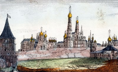 Moskova, Kremlin. 19. yüzyıl gravürü. by Unknown artist