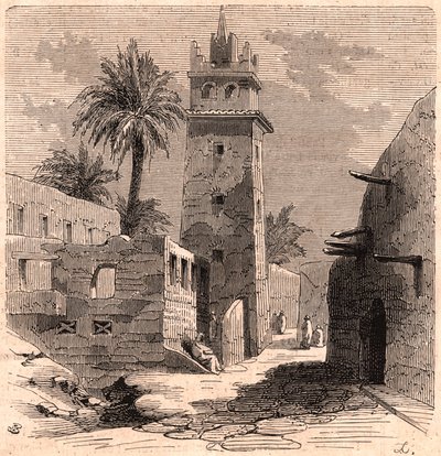 1866 yılında Cezayir'deki eski Biskra'daki (Biskra) Camii by Unknown