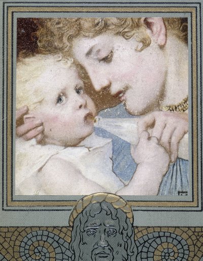 Çocuğuna şişe veren anne - 19. yüzyıl by Unknown artist