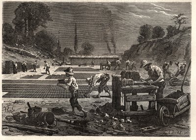 Moulage des bricques - Tuğlaların kalıplanması - Louis Figuier tarafından 