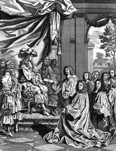 Fransız Kralı Louis XIV'e Paris'e girişinin açıklamasını sunan belediye yargıçları by Unknown artist