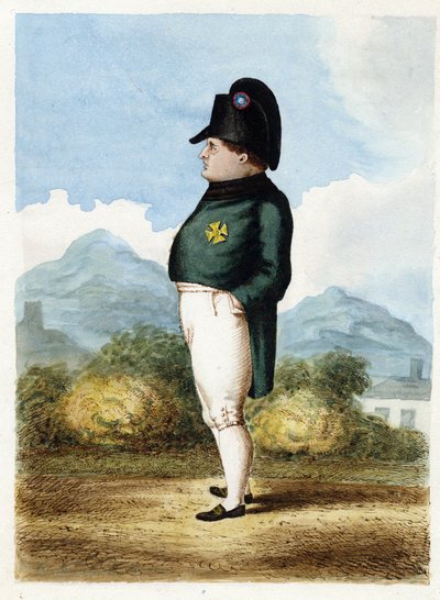 Napolyon Bonapart Saint Helena adasında - Bilinmeyen topçu subayı - 1817 - Kağıt üzerine suluboya - 30x22,6 - Özel Koleksiyon by Unknown artist
