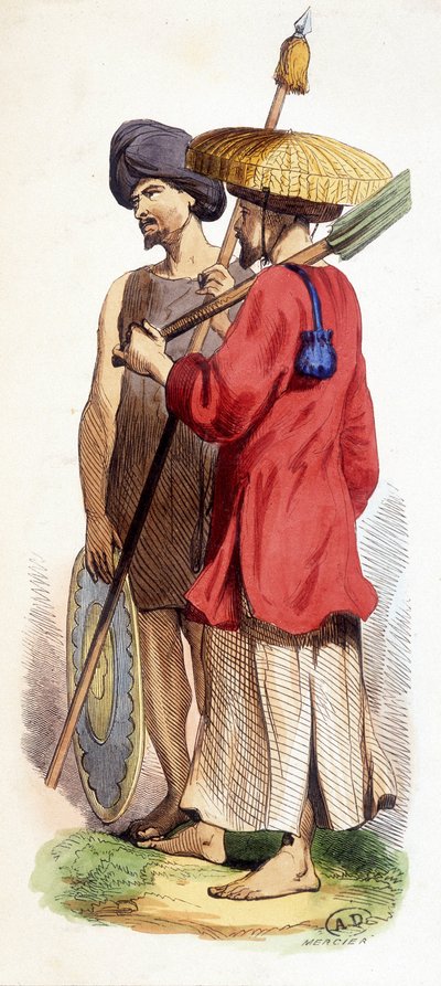 Doğal (Vietnam yerlisi) ve Cochinese askeri. Vietnam - 1840. by Unknown artist