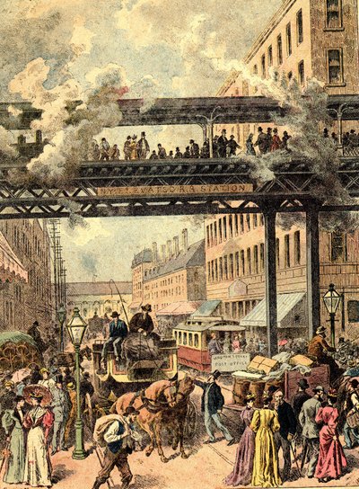 New York Caddesi. 1890 "Yeryüzü Halkları"nda. by Unknown artist