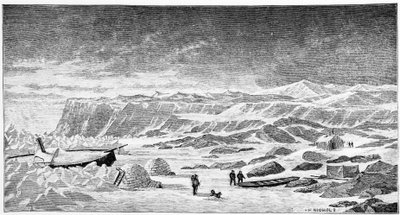 Kuzey kutbu: İglolar ve buzkıran tekne (Ice Breeze), çizim, 1873 baharı. by Unknown artist
