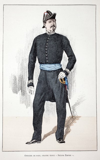 Barış Subayı, Büyük İkinci İmparatorluk (1852-1870). Renklerde gravür, illüstrasyon için, Seine polisi Louis Lepine (1846-1933) himayesinde yayınlanan “Barış Muhafızları Kolordu Tarihi” kitabı, Alfred Rey (1864- by Unknown artist