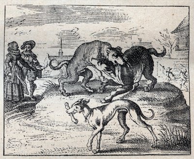Eski İngiliz atasözü: İki köpek bir kemik için uğraşır ve üçüncüsü onu alır by Unknown artist