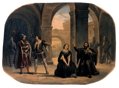Opera sahnesi “” I vespri siciliani”” (Sicilya Vespers) Giuseppe Verdi tarafından bestelenmiştir. 19. yüzyılın sonlarına ait kromolitograf.. by Unknown artist